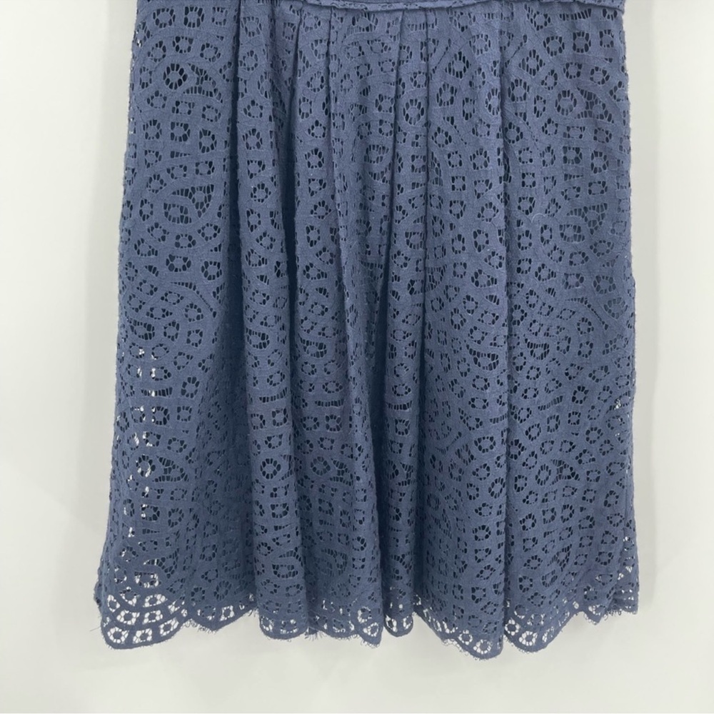 J Crew Swirling Lace Dress Navy Blue pockets Sleeveless Fit Flare Style Size 6 - Picture 3 of 6